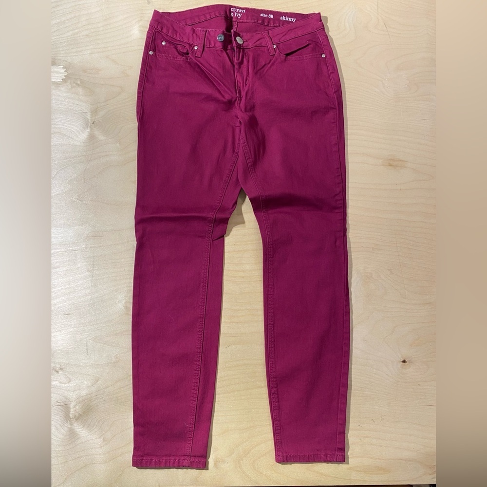 Crown & Ivy Women's Fuchsia Skinny Jeans 8R (PY)